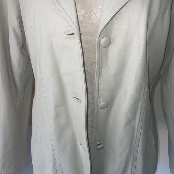 Razo Vintage Womens Jacket Size Large Cream Leather Pockets Casual Mexico - Picture 10 of 16